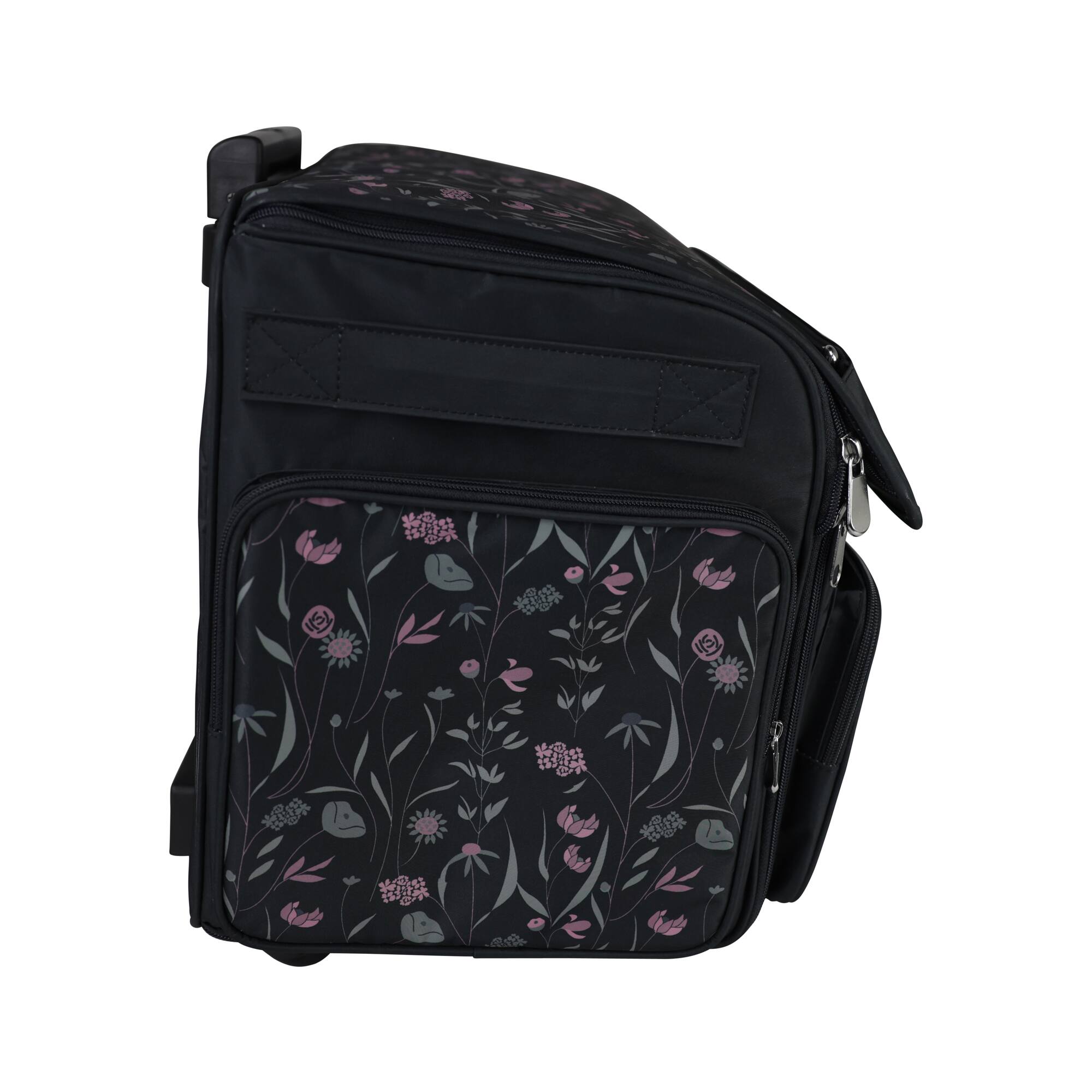 Everything Mary Pink & Gray Floral 4 Wheel Collapsible Deluxe Sewing Machine Storage Case